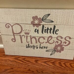 A Little Princess Wall Decor Sign - Pink and White